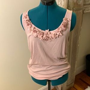 Ann Taylor tank with flower detailed neckline.